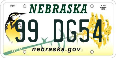 NE license plate 99DG54