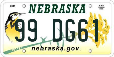 NE license plate 99DG61