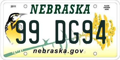 NE license plate 99DG94