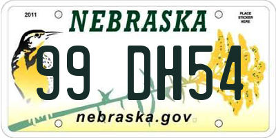 NE license plate 99DH54