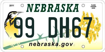 NE license plate 99DH67