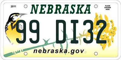 NE license plate 99DI32