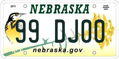 NE license plate 99DJ00