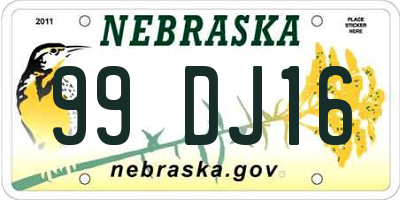 NE license plate 99DJ16