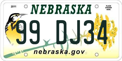 NE license plate 99DJ34