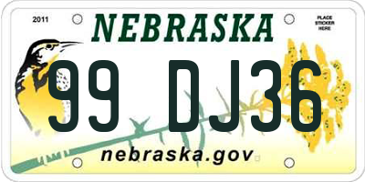 NE license plate 99DJ36