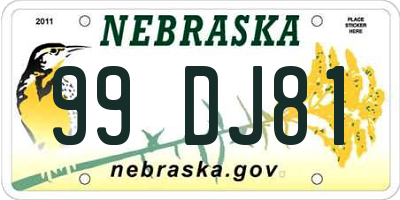 NE license plate 99DJ81