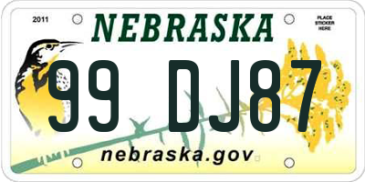 NE license plate 99DJ87