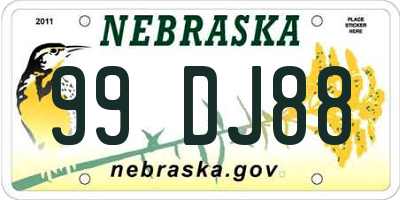 NE license plate 99DJ88