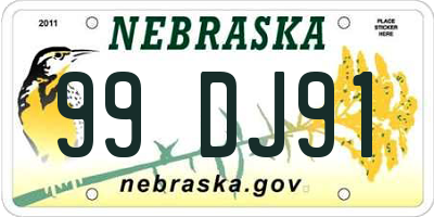 NE license plate 99DJ91