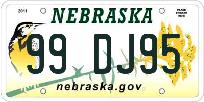 NE license plate 99DJ95