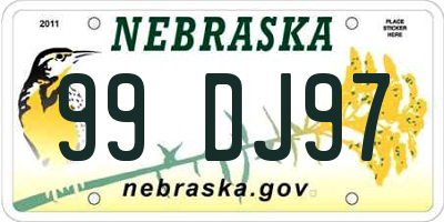 NE license plate 99DJ97