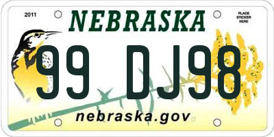 NE license plate 99DJ98