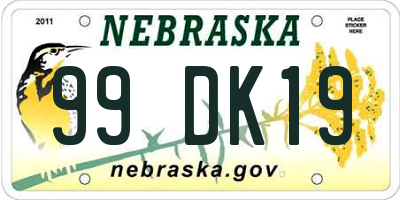 NE license plate 99DK19