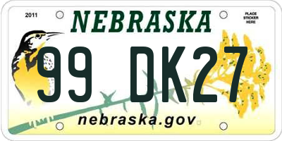 NE license plate 99DK27