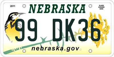 NE license plate 99DK36