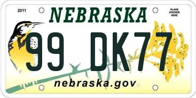 NE license plate 99DK77