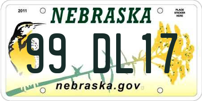 NE license plate 99DL17