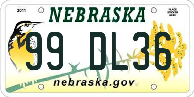 NE license plate 99DL36