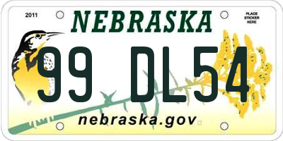 NE license plate 99DL54