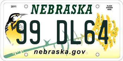NE license plate 99DL64
