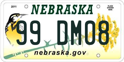 NE license plate 99DM08