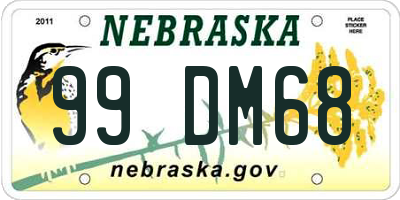 NE license plate 99DM68