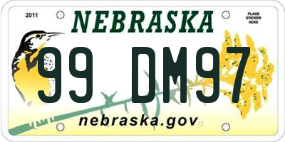 NE license plate 99DM97