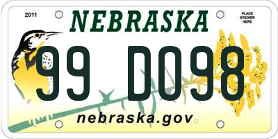 NE license plate 99DO98