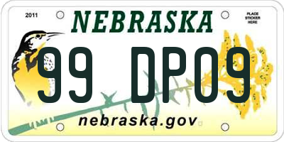 NE license plate 99DP09