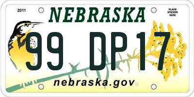 NE license plate 99DP17