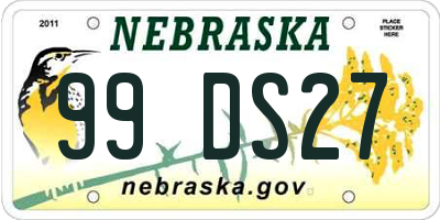 NE license plate 99DS27