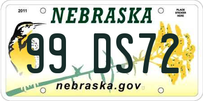 NE license plate 99DS72