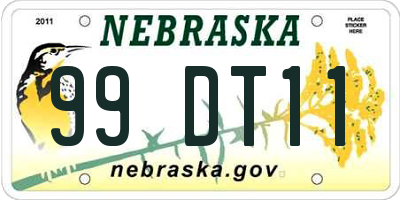 NE license plate 99DT11