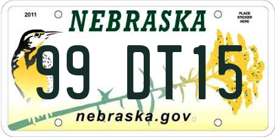 NE license plate 99DT15