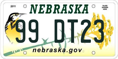 NE license plate 99DT23