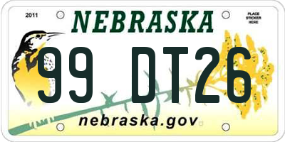 NE license plate 99DT26