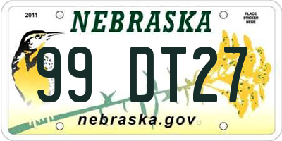 NE license plate 99DT27