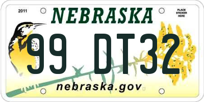 NE license plate 99DT32
