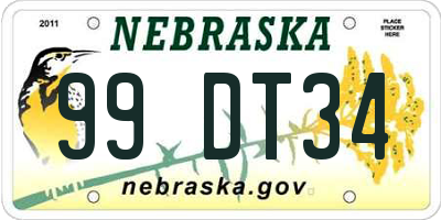 NE license plate 99DT34