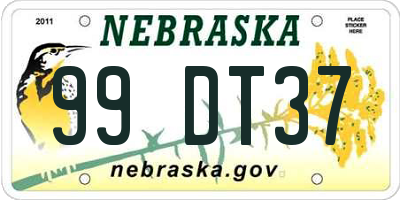 NE license plate 99DT37