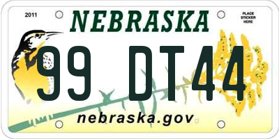 NE license plate 99DT44