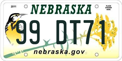 NE license plate 99DT71