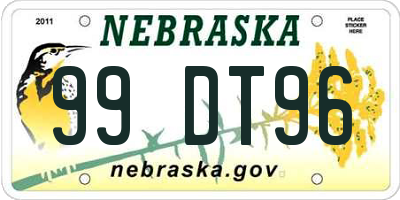 NE license plate 99DT96
