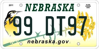 NE license plate 99DT97