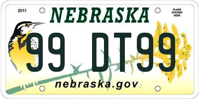 NE license plate 99DT99