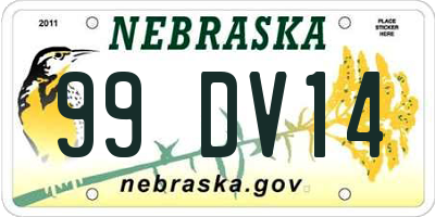 NE license plate 99DV14