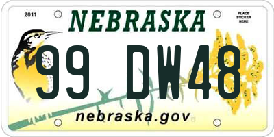 NE license plate 99DW48