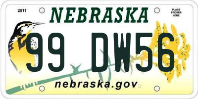NE license plate 99DW56