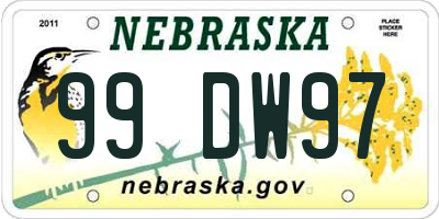 NE license plate 99DW97